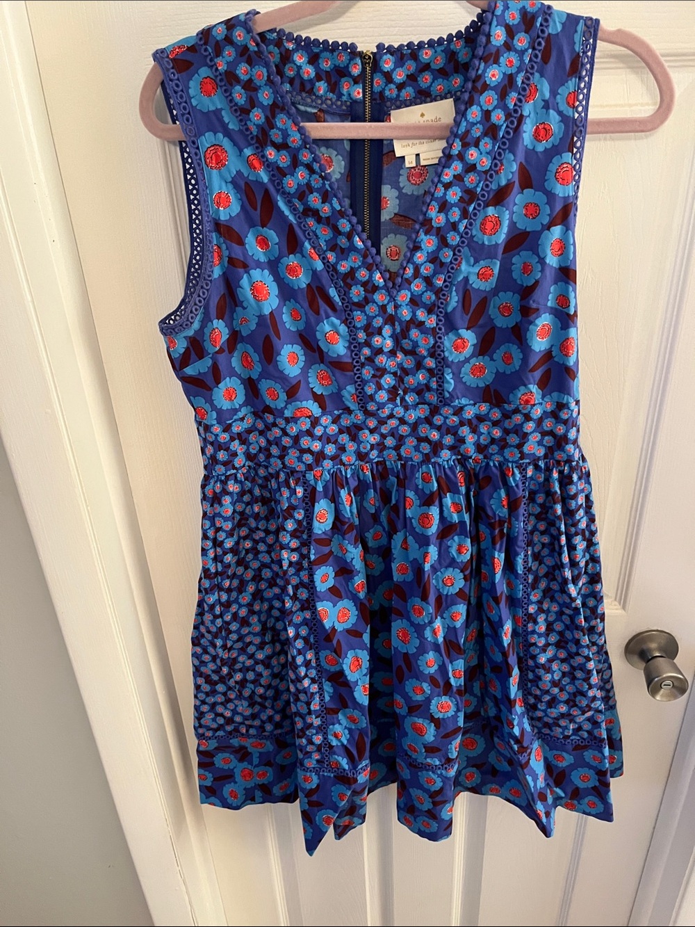 kate spade Blue Floral Sleeveless V-Neck Dress